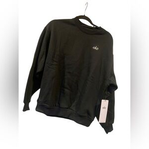 NWT Alo Yoga accolade crewneck sweatshirt BLACK Size XS